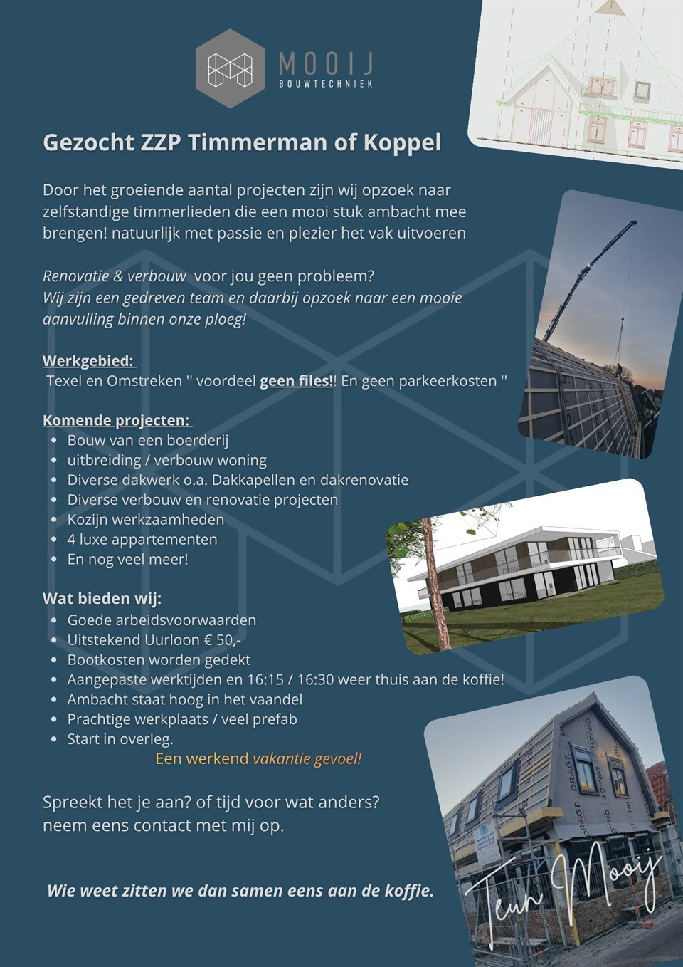 Vacature voor zelfstandige timmerlieden bij Mooij Bouwtechniek